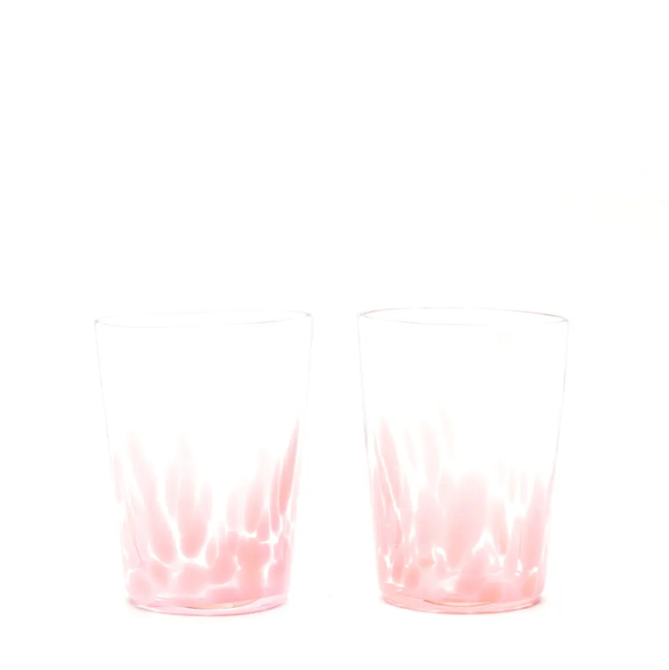 Pink Transparent Spotted Tumblers, Set of Two