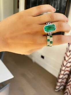 Pinstripe Strength Diamond Cigar Band Ring with Mother of Pearl