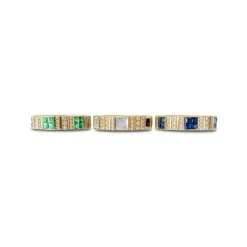 Pinstripe Strength Diamond Cigar Band Ring with Mother of Pearl