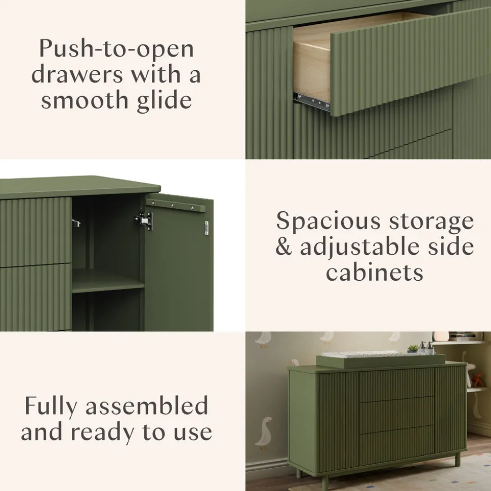 Pogo Tambour Assembled Dresser in Olive