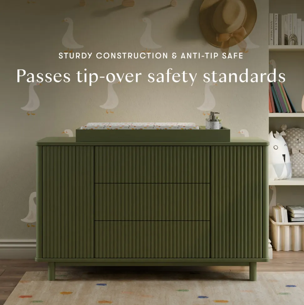 Pogo Tambour Assembled Dresser in Olive