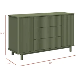Pogo Tambour Assembled Dresser in Olive