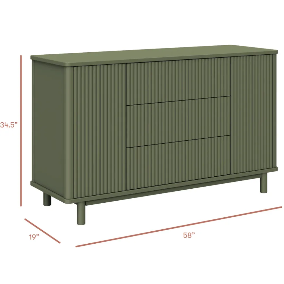 Pogo Tambour Assembled Dresser in Olive