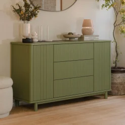 Pogo Tambour Assembled Dresser in Olive