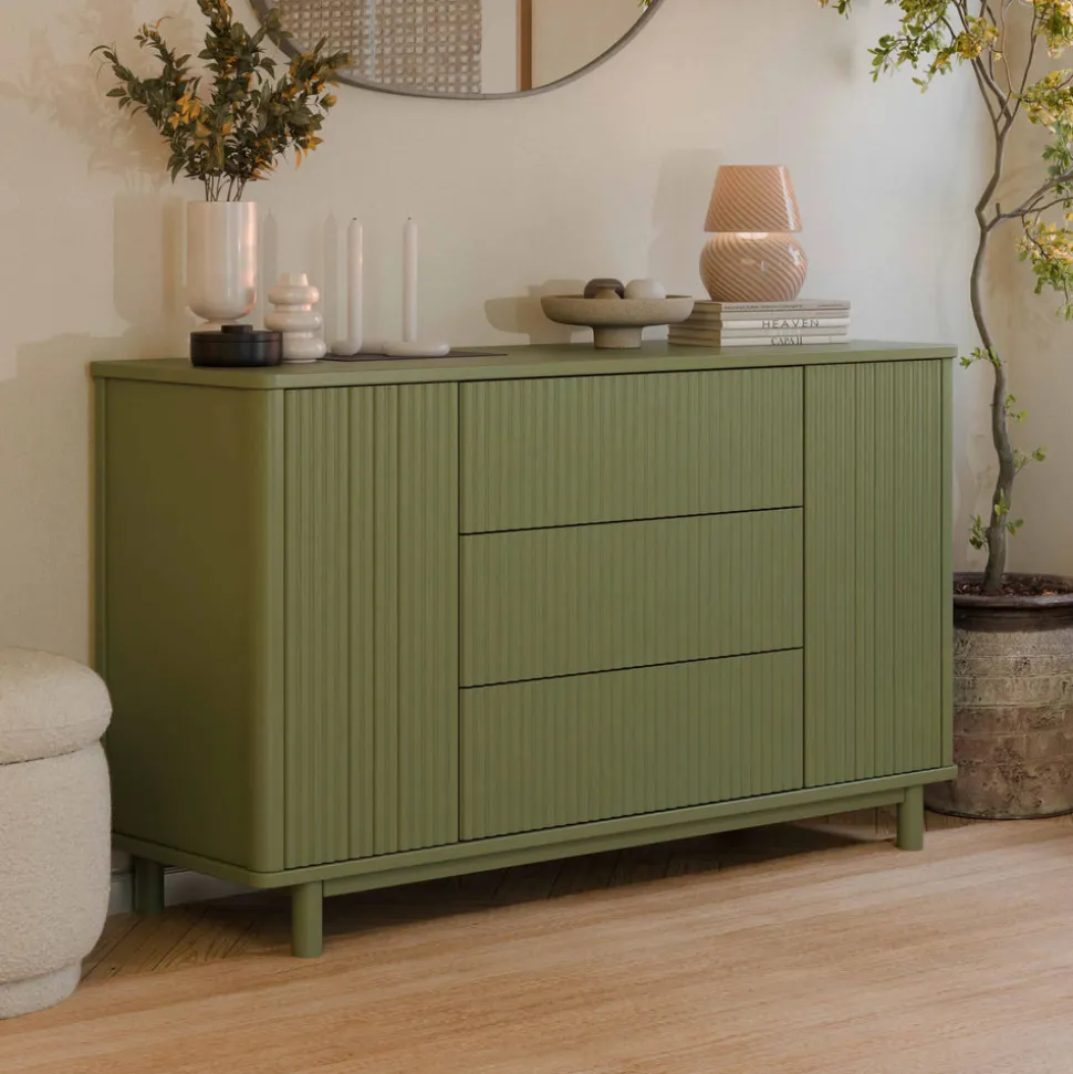 Pogo Tambour Assembled Dresser in Olive