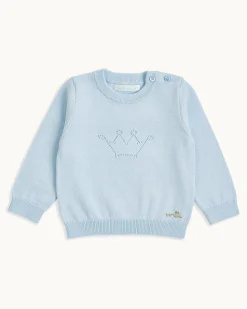 Pointelle Crown Crawler Set in Blue