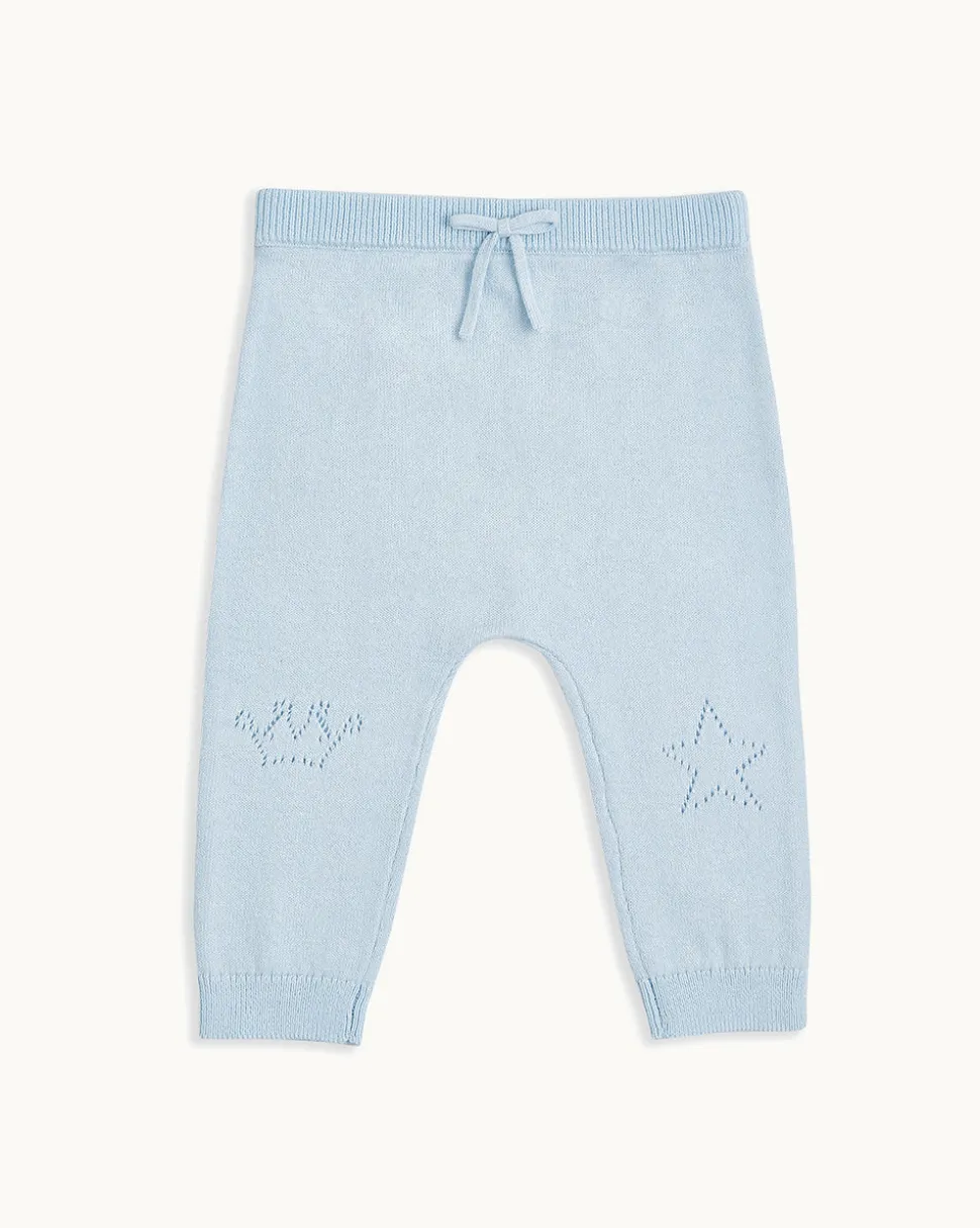 Pointelle Crown Crawler Set in Blue