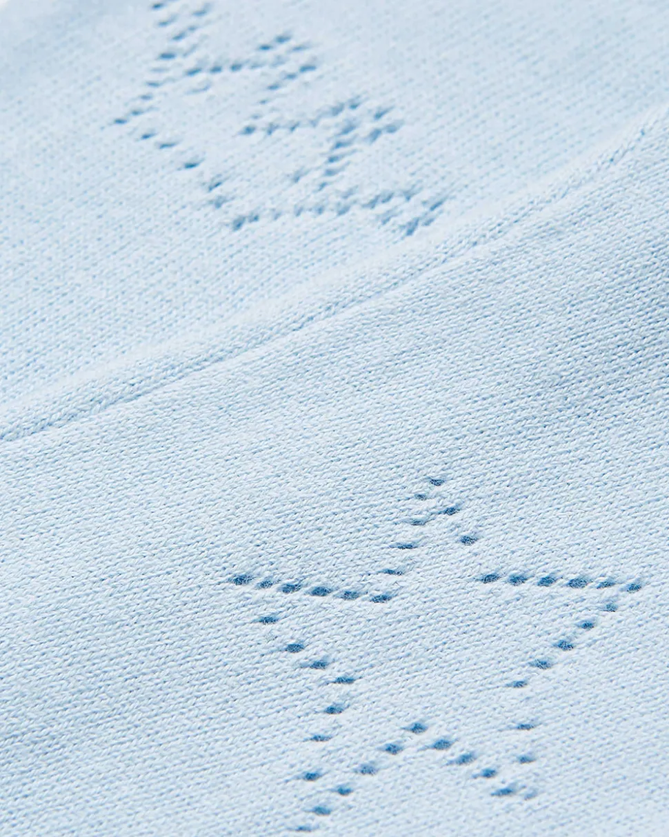 Pointelle Crown Crawler Set in Blue