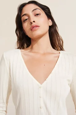 Pointelle Henley in Ivory