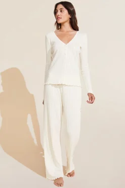 Pointelle Henley in Ivory