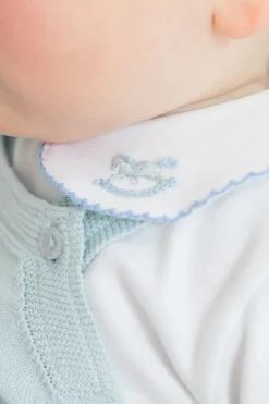 Pointelle Knit Bubble in Light Blue