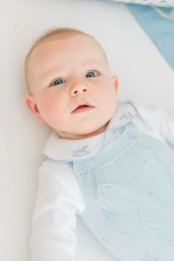 Pointelle Knit Bubble in Light Blue