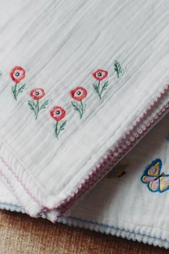 Poppy Embroidered Shawl Blanket