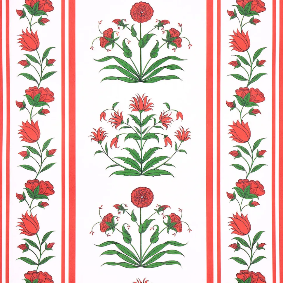 Poppy Stripes Wallpaper in Red