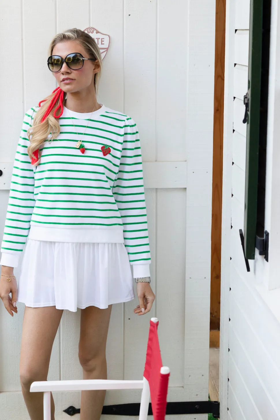 Poppy Top in Kelly Green Stripe