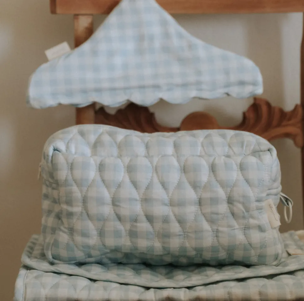 Portable Changing Pad in Blue Gingham