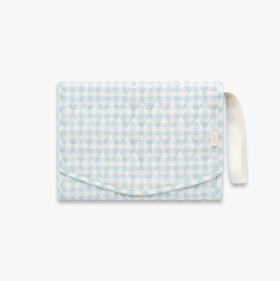 Portable Changing Pad in Blue Gingham