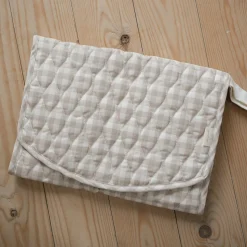Portable Changing Pad in Beige Gingham