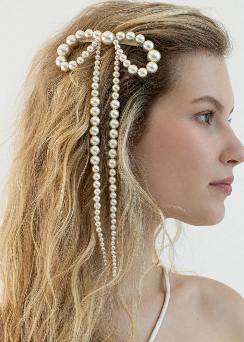 Presley Bow Barrette in Pearl