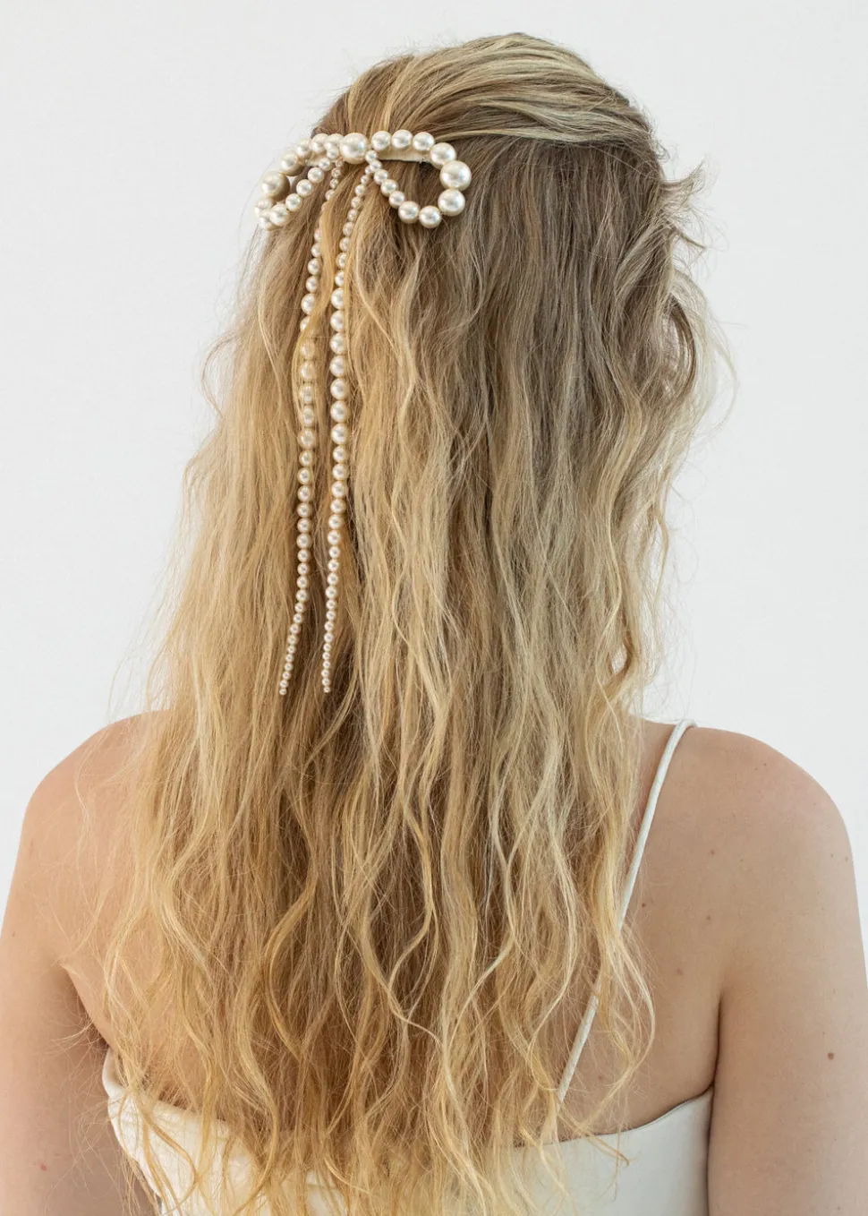 Presley Bow Barrette in Pearl