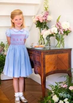 Princess Charlotte Heirloom Blue Smocked Dress