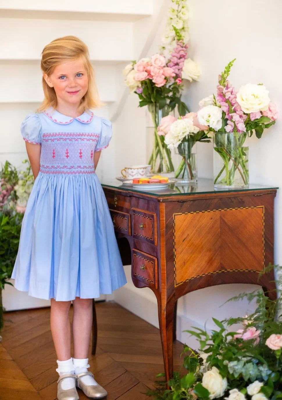 Princess Charlotte Heirloom Blue Smocked Dress
