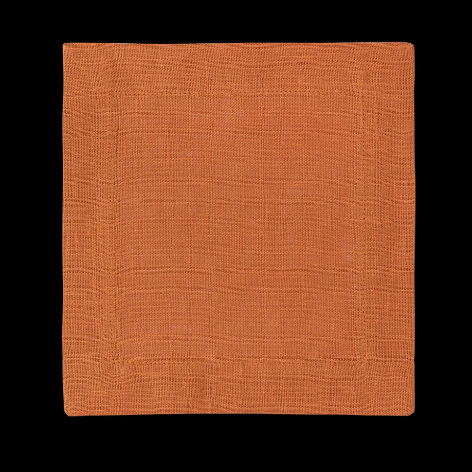 Prism Tangerine Cocktail Napkin in Linen