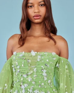Priyanka Gown in Parakeet Tulle with Sporadic Sequins