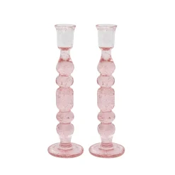 Provence 9" Candlestick, Set of 2 in Blush
