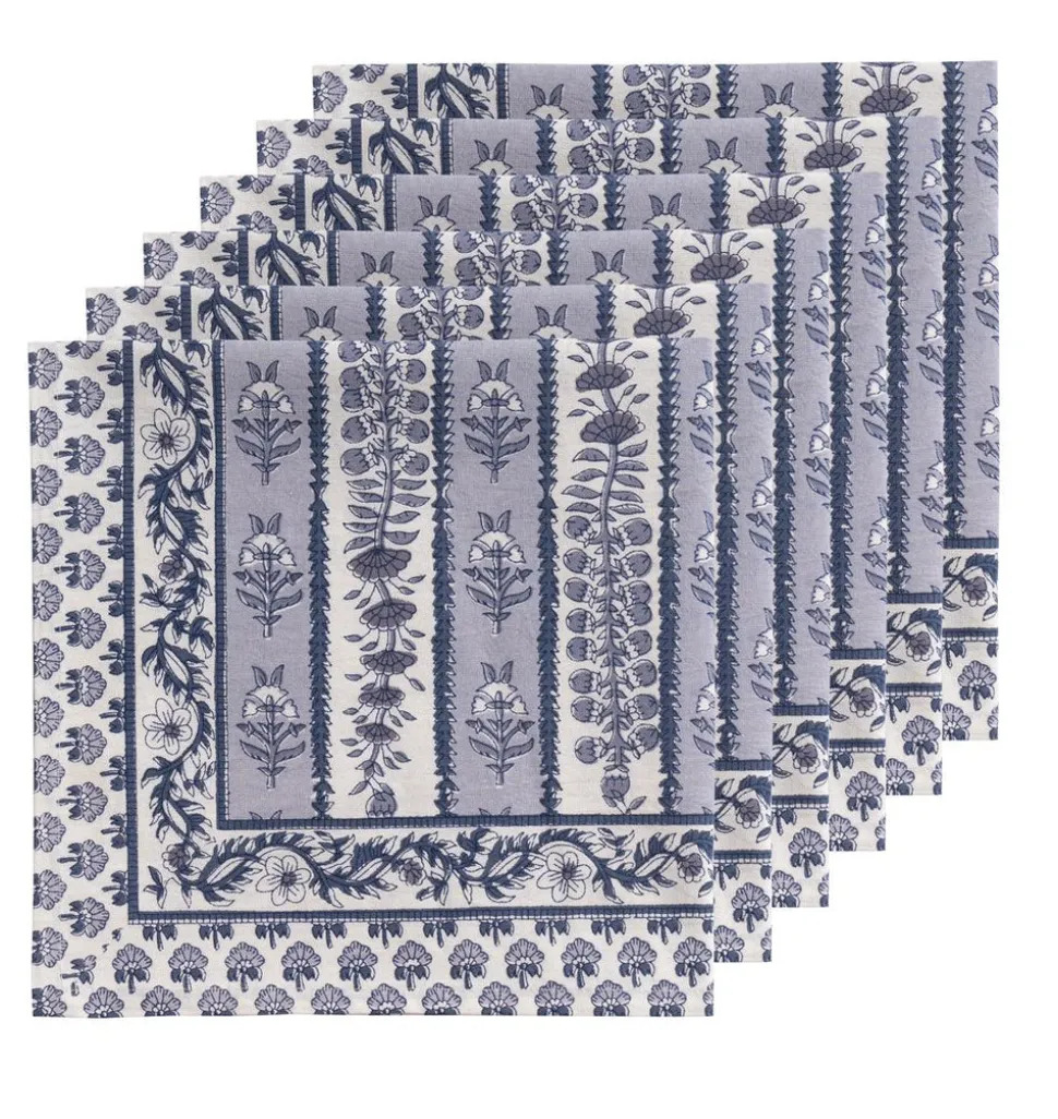 Provence Avignon Napkins in Blue & Marine , Set of 6