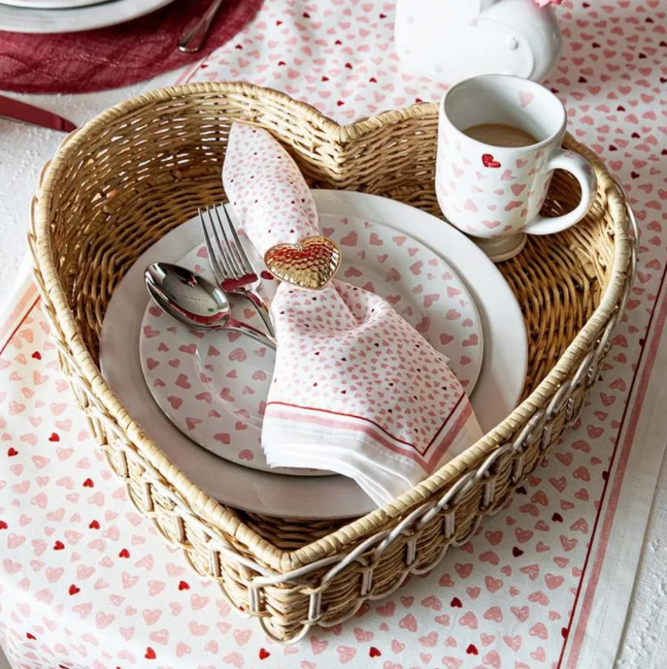 Provence Rattan 16" Heart Tray in Whitewash