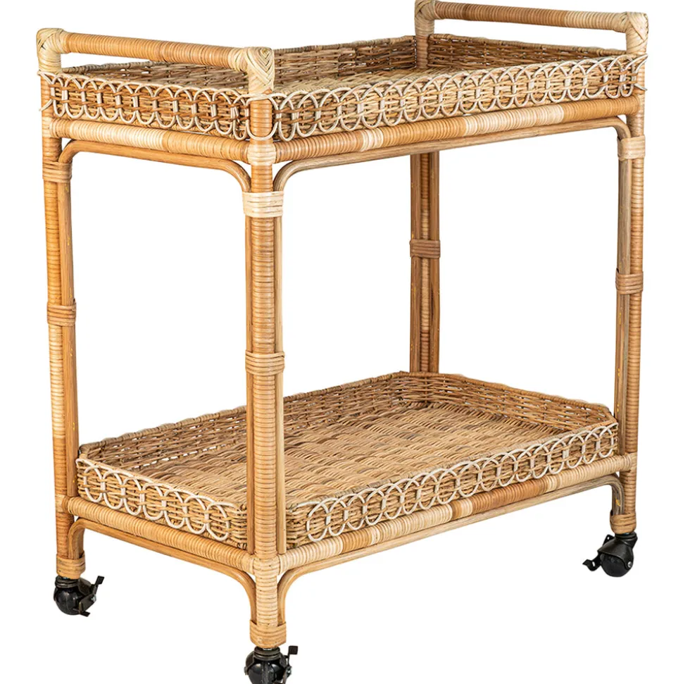 Provence Rattan Whitewash Bar Cart