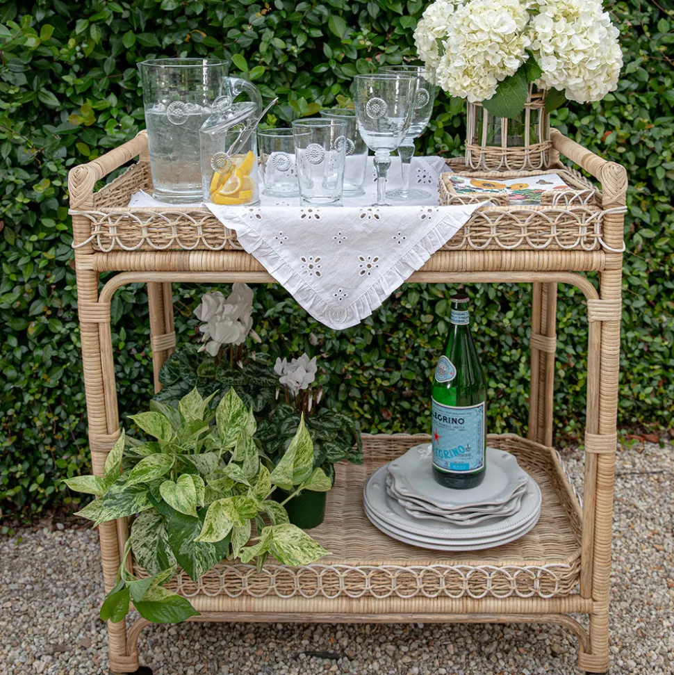 Provence Rattan Whitewash Bar Cart