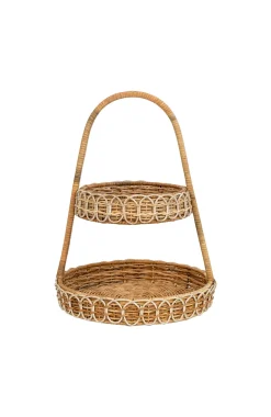 Provence Rattan Whitewash Two Tiered Server