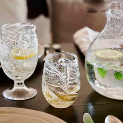 Puro Marbled Stemless Wine Glass in White