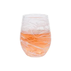 Puro Marbled Stemless Wine Glass in White