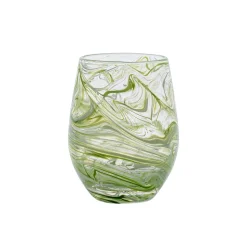 Puro Marbled Stemless Wine Glass in Green