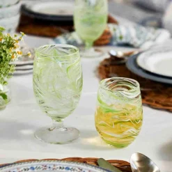 Puro Marbled Stemless Wine Glass in Green