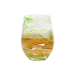 Puro Marbled Stemless Wine Glass in Green