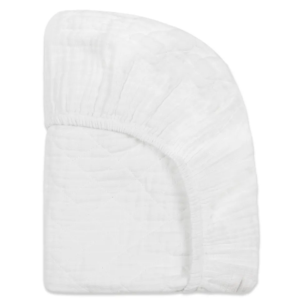 Quilted Changing Pad Cover in GOTS Certified Organic Muslin Cotton in White