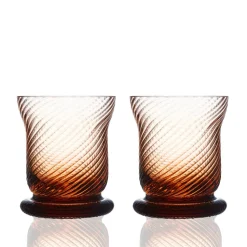 Quinn Optic Votive Holders Amber, Set of 2
