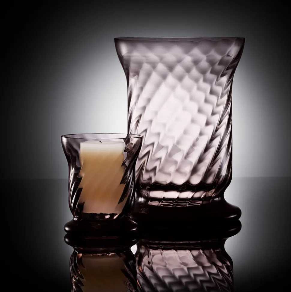 Quinn Optic Votive Holders in Mocha, Set of 2