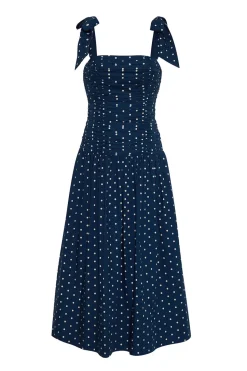 Rahi Midi Dress in Dots Navy