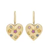 Rainbow Sapphire Kaleidoscope Heart Hoop Earrings
