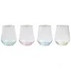 Rainbow Stemless Wine Glasses, Set of 4