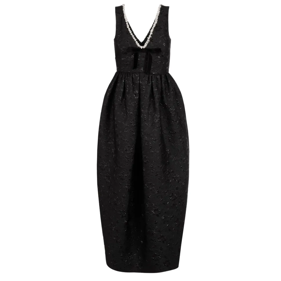 Rainey Dress in Black Floral Brocade