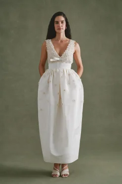 Rainey Dress with Floral Appliqué