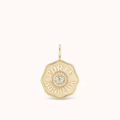 Raised Gold Mini Diamond Halo Porte Bonheur Charm