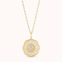 Raised Gold Mini Diamond Halo Porte Bonheur Charm