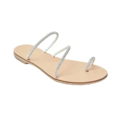 Raissa Vegetable Tanned Leather Sandal in Silver Cystal